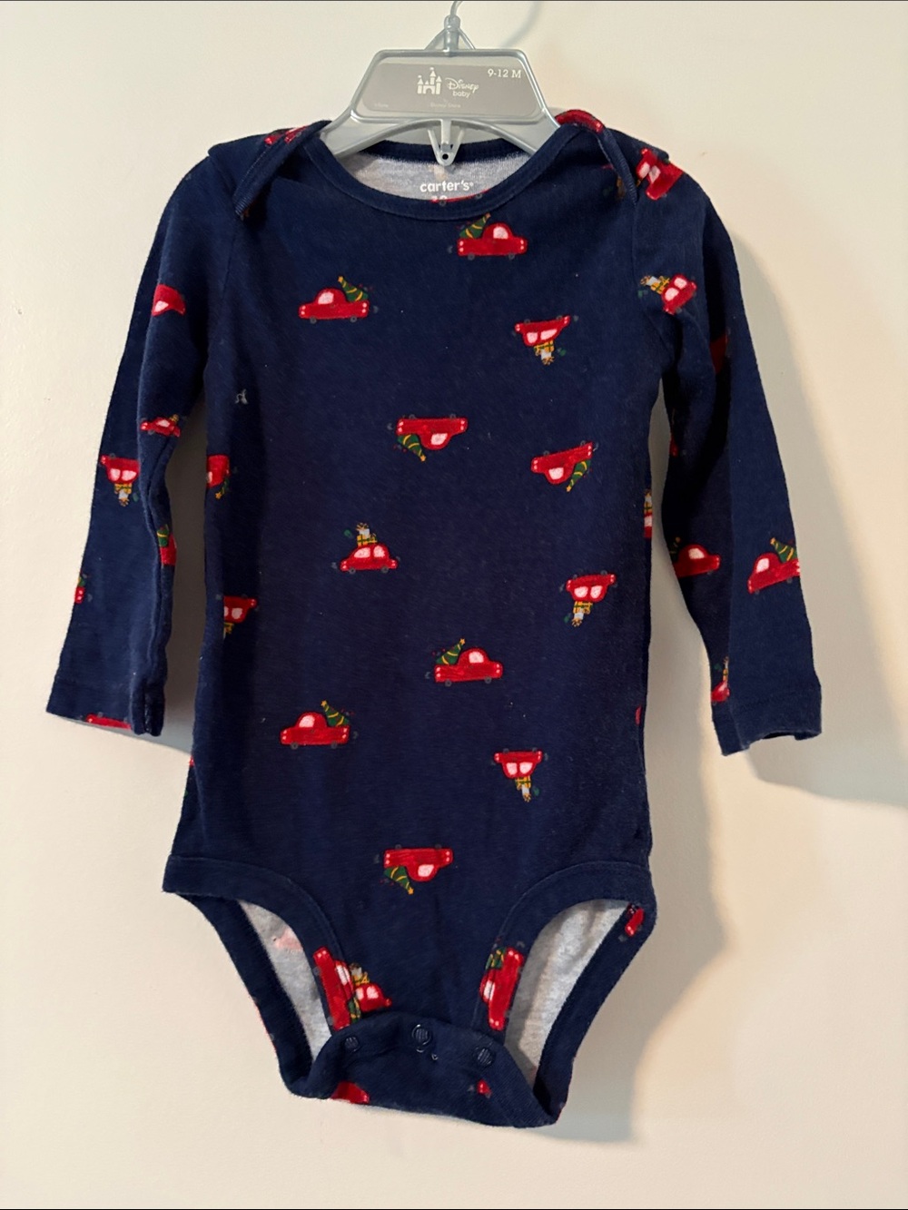 Carter's Navy One-Piece with Red Car Print Long Sleeve